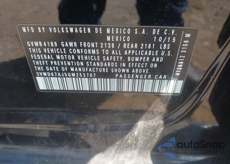 2016 Volkswagen Jetta 1.4T Se from USA, damaged, VIN 3VWD67AJ5GM253707